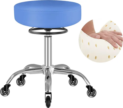Vista 13 de Taburete rodante con ruedas, capacidad de peso de 400 libras, silla de pestañas resistente ajustable para tatuajes, laboratorio, masaje, spa, Negro