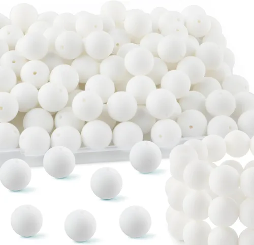 Vista 51 de 160Pcs 12mm de abalorios de silicona para hacer llaveros, pulseras, collares, abalorios redondos de silicona a granel para bolígrafos (negro)