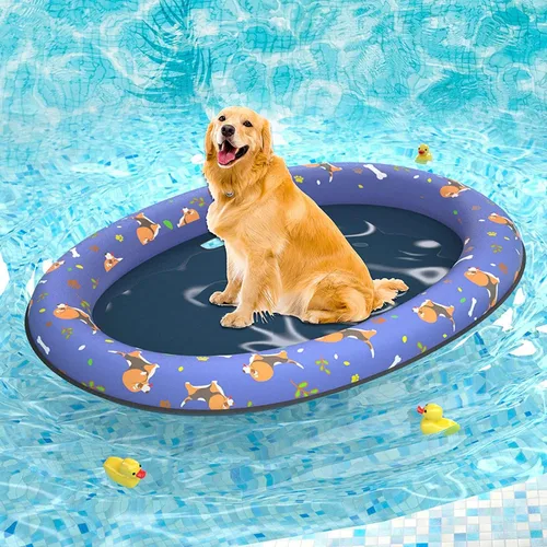Vista 8 de Pet Soft Balsa flotante para perros – Flotador inflable de natación para perros para el verano (hueso azul)