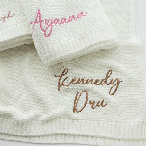 Vista 9 de Rosanbella Manta de bebé personalizada - Tejido personalizado con bordado, manta de bebé monogramada con nombre Perfecta para fiestas