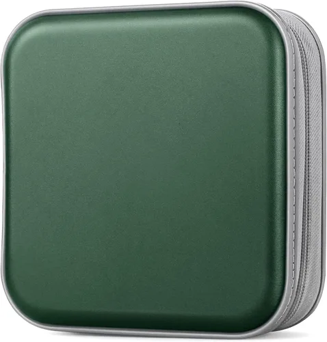 Vista 12 de Estuche para CD, estuche de plástico duro para DVD de capacidad para 40 unidades, portátil, con cremallera, soporte para CD/DVD, carpeta de disco