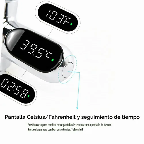 Vista 6 de Kavolet Pantalla de termómetro de ducha, termómetro digital LED de 0 ~ 212 °F para baño de bebé, pantalla Fahrenheit/centígrado, pantalla giratoria
