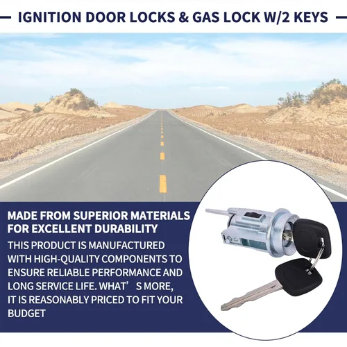 Vista 5 de Bloqueos de encendido y puerta de combustible con 2 llaves compatibles con camioneta Toyota Pickup 1992-1995 plateado