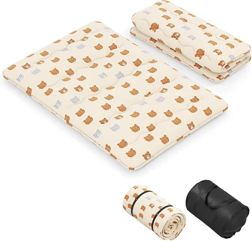 Vista 25 de KOMFOTT Colchón japonés de suelo, colchón futón enrollable de 4 pulgadas con funda lavable y bolsa de almacenamiento, colchón portátil