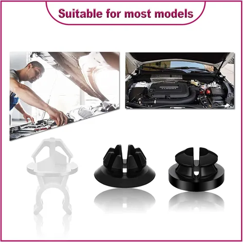 Vista 4 de 30 clips de barra de soporte para capó de automóvil, protector de succión para salpicaduras, redondo, negro, compatible con 91503-SS0-003, perfecto