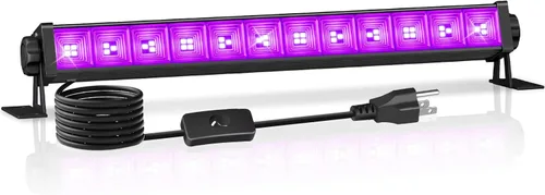 Barra de Luz Negra de 40W, Luz Negra LED con Cable de 6 Pies e Interruptor, Luces Negras para Fiesta Fluorescente, Halloween, Cumpleaños, Pintura