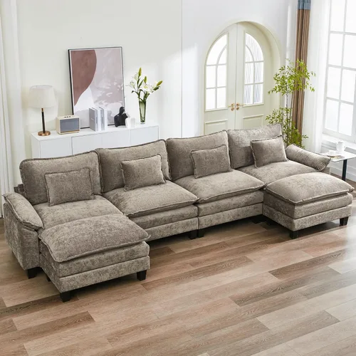 Vista 30 de URRED Oversized Modular Sectional Sofa, 87" L Shaped Modern Comfy Cloud Couch with Movable Ottoman & Pillows, Deep Seat Couches for Living Room