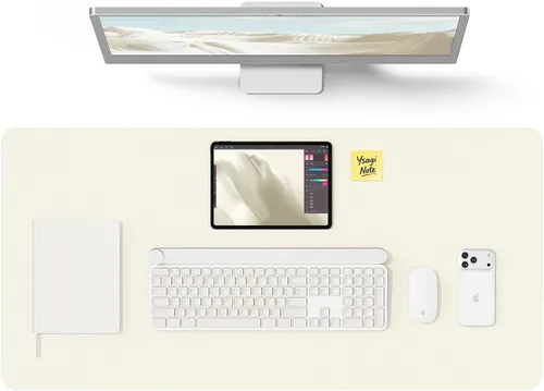 Vista 14 de YSAGi Protector de escritorio de cuero, tapete de oficina, alfombrilla grande para mouse, secante de cuero PU antideslizante, escritorio