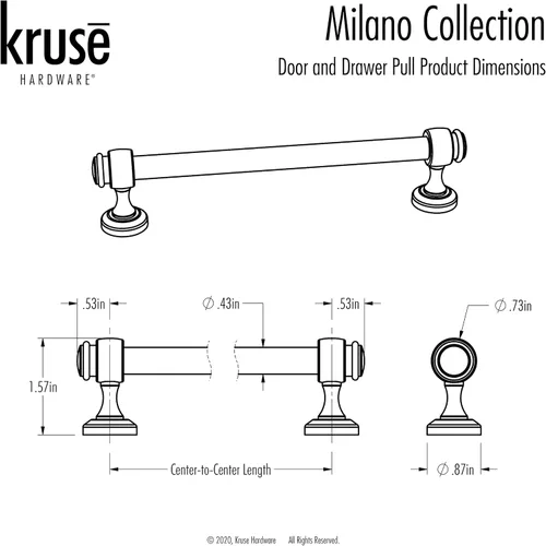 Vista 6 de 30139 - Tirador Milano para puerta y cajón, 3 pulgadas de centro a centro, níquel satinado cepillado