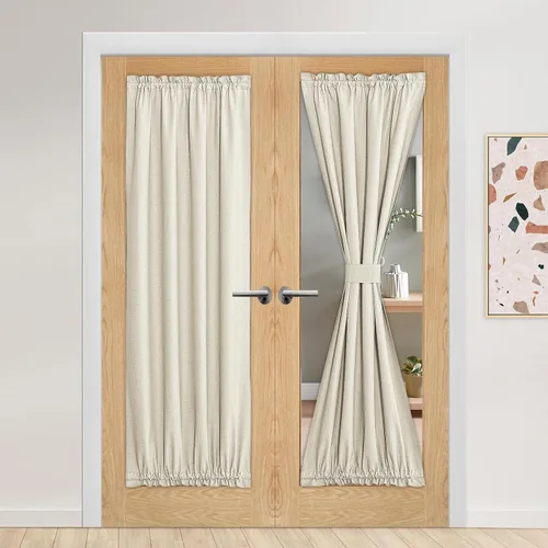 Vista 90 de NICETOWN Cortinas de Lino para Puerta Lateral - Cortinas Opacas con Aislamiento Térmico para Puerta Delantera Francesa para Sombra Pequeña