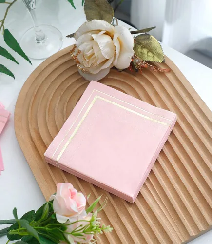 Vista 8 de 100 Servilletas Rosas - 4 Diseños Surtidos l Servilletas de Cóctel de 3 Capas Dobladas 5 x 5 Pulgadas l Servilletas de Bar Servilletas Desechables