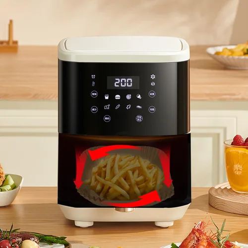 Vista 4 de Forros de papel para freidora de aire, 100 piezas de papel desechables para freidora de aire, forros de papel pergamino antiadherentes para canasta