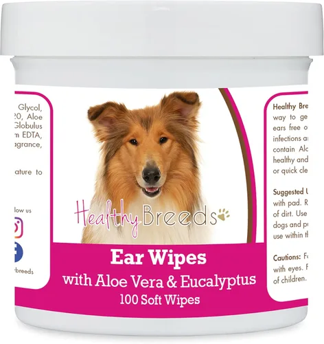 Vista 172 de Healthy Breeds Shih Tzu Toallitas de limpieza de oídos con aloe y eucalipto para perros, 100