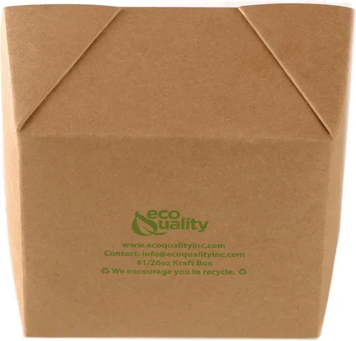 Vista 6 de EcoQuality Paquete de 25 recipientes de comida para llevar, caja de papel kraft marrón de 26 onzas, resistente a fugas y grasa, para el microondas