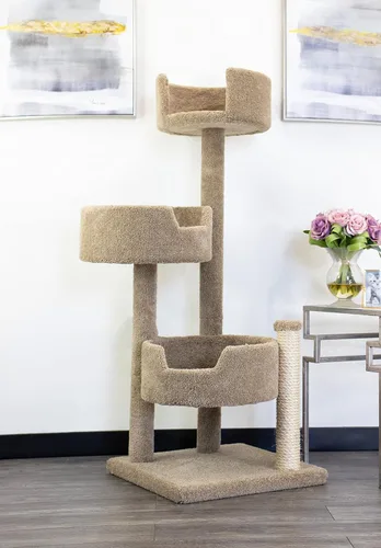 Vista 11 de New Cat Condos Árbol de madera y alfombra para gatos grandes
