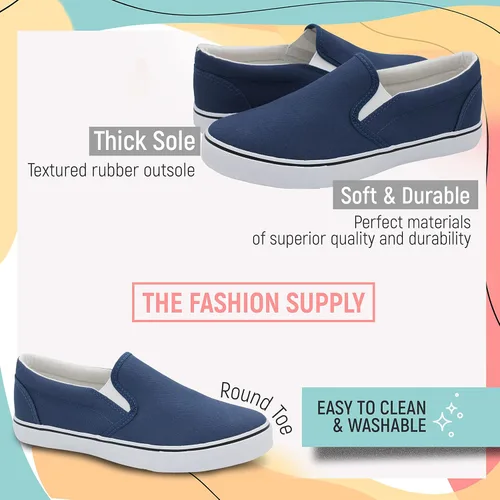 Vista 4 de Zapatos deportivos de lona para mujer, cómodos, planos, transpirables, acolchados, sin cordones, zapatos bajos