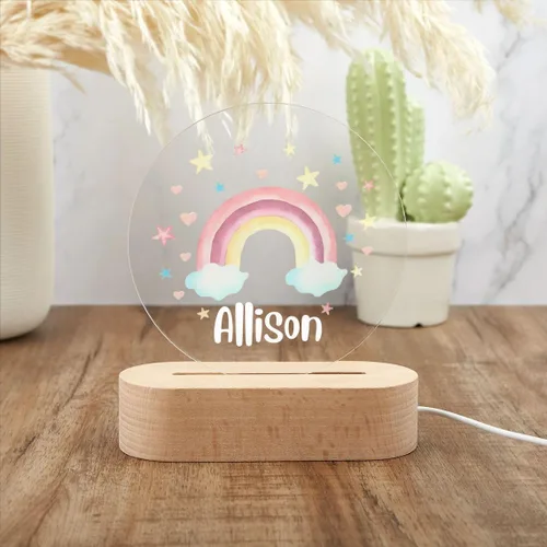 Vista 5 de Personalized Night Light for Kids Customized Gifts for Kids Rainbow Acrylic LED Lamp Bedroom Light Kids Birthday Gift