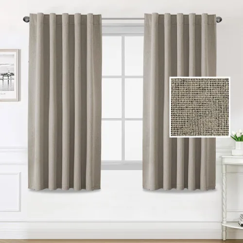 Vista 25 de H.VERSAILTEX Cortinas 100% opacas con aspecto de lino para dormitorio, cortinas de bloqueo de luz con doble cara de lino con pestaña trasera