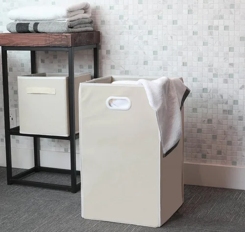 Vista 4 de Simple Houseware - Cesta de lavandería plegable para armario, color beige