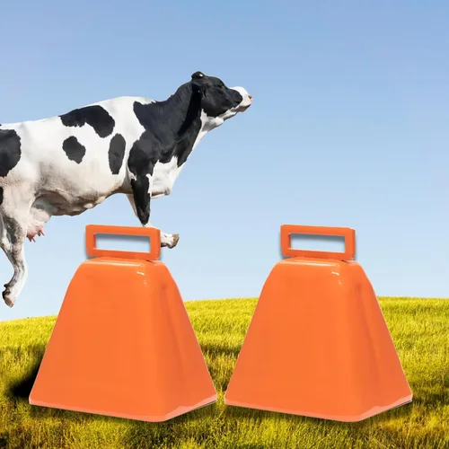 Vista 6 de Campanas Bevin Campanas de Vaca de Larga Distancia 10LD (Naranja y Naranja) Campanas de Navidad Hechas de Acero Fuertes Fabricantes de Ruido