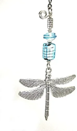Turquoise Ice Blue Silvery Metal Dragonfly Ceiling Fan Pull Chain