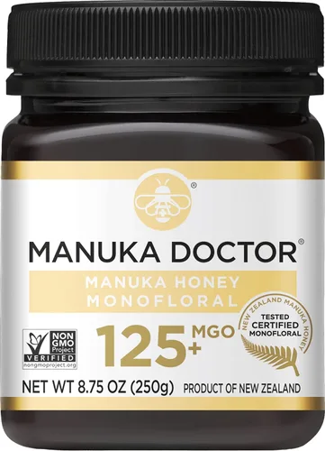 Manuka Doctor - Monofloral de miel de manuka MGO 125+, miel de Nueva Zelanda 100% pura. Certificado. Garantizado. Crudo. Sin OMG (8.75 oz)