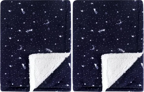 Vista 13 de Manta de visón Yoga Sprout con respaldo de sherpa, Lace Garden (Paquete de 2)