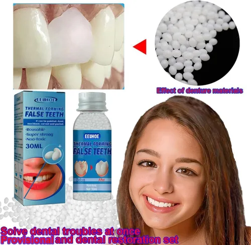 Vista 2 de Dientes Provisionales, Kit de Reemplazo de Dientes Falsos Provisionales para Restauración Provisional de Dientes Falsos y Rotos, Dentaduras