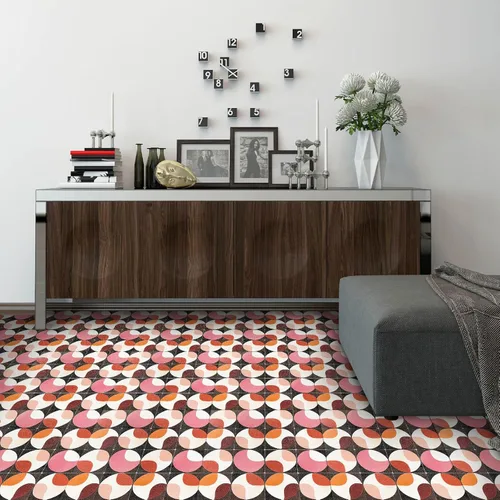 Vista 3 de IVN 10 PIEZAS 30x30 Centímetros Azulejos de Despegar y Pegar Retro Circulares Coloridos Adhesivos Autoadhesivos de PVC Vinilo Pegatinas