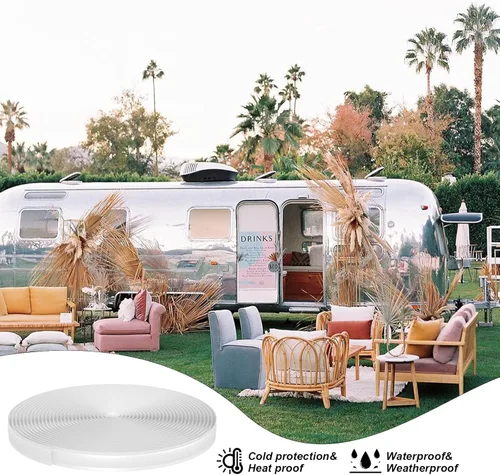 Vista 4 de Cubierta de tornillo de vinilo blanco de 3/4 pulgadas (0.75 pulgadas), para caravana, caravana, remolque, de viaje, (25 pies)