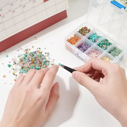 Vista 5 de OLYCRAFT Cuentas de chips de turquesa de 7.62 oz, sin agujero, piedra de cristal natural, piezas trituradas de forma irregular, piedras de cuarzo