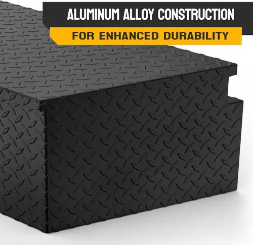 Vista 3 de TUFFIOM Caja de herramientas de aluminio de 39 pulgadas, caja de herramientas de remolque con placa de diamante resistente con llaves de bloqueo