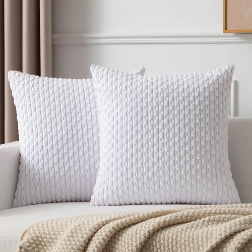 Vista 264 de Kevin Textile - Juego de 2 fundas de almohada decorativas de pana suave, estilo bohemio, a rayas, decoración del hogar para sofá, cama, sofá y sala