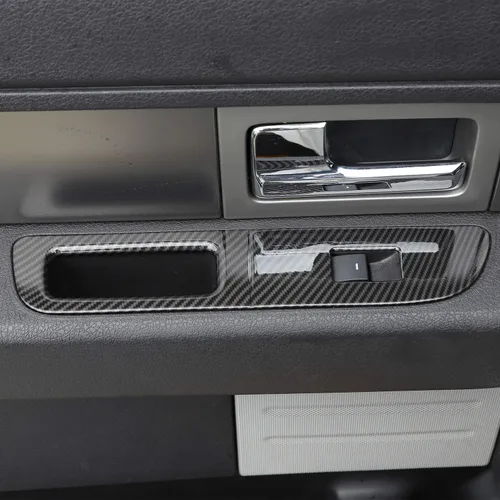 Vista 4 de JeCar Cubierta de panel de interruptor de elevación de ventana de fibra de carbono para Ford F150 Raptor 2009-2014 Accesorios interiores