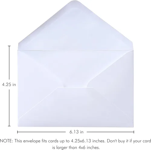 Vista 2 de PONATIA Paquete de 50 sobres A4, sobres blancos de 4.3 x 6.3 pulgadas, perfectos para tarjetas de regalo, tarjetas de detalles de boda, tarjetas
