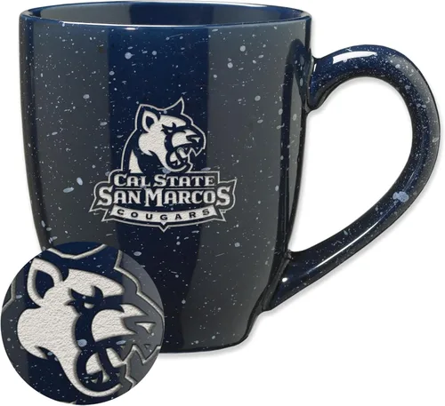 Vista 64 de Rico Industries NCAA Saint Joseph's (PA) Hawks Logo Principal Color Marrón 16 oz Logotipo del Equipo de Color Láser Grabado en Cerámica Moteada Taza