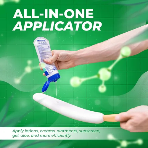 Vista 3 de GranNaturals Aplicador de loción para tu espalda, pies y piernas - Aplicador de protector solar - Cepillo corporal largo curvado de fácil alcance