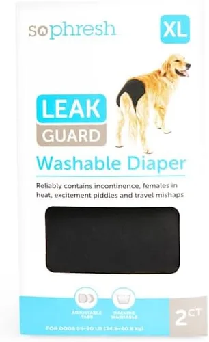 Vista 8 de So Phresh Pañal lavable contra fugas para perros, talla XS, paquete de 2