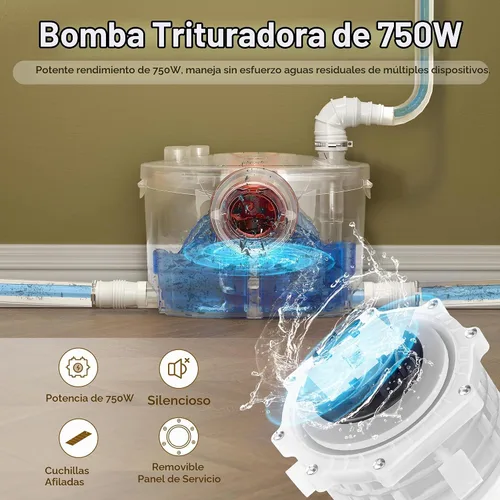 Vista 3 de SUPERFLO Bomba maceradora de 750W para sistema de inodoro de sótano