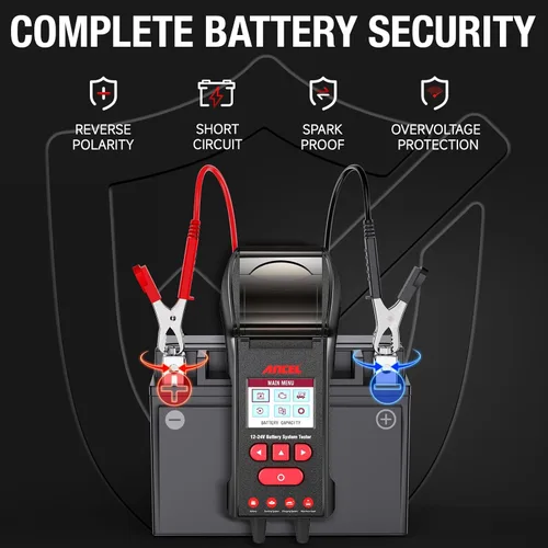 Vista 7 de ANCEL BST600 - Probador de batería de coche con impresora - 12V/24V, 100-2000 CCA, probador digital de carga de batería automática - Prueba