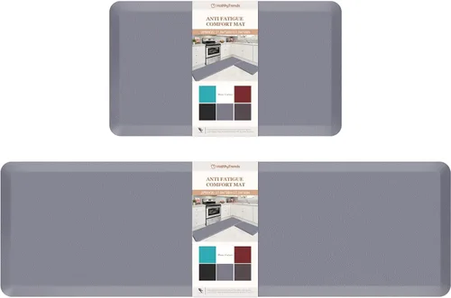 Vista 12 de HappyTrends 2 tapetes de cocina acolchados antifatiga, resistentes y ergonómicos de espuma de pie, impermeables, antideslizantes, para el hogar