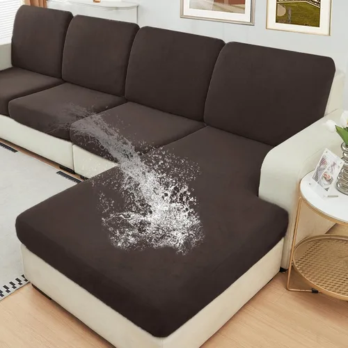 Vista 11 de NAISI Fundas impermeables para cojines de sofá, fundas de sofá de terciopelo grueso lavables con parte inferior elástica para sofá seccional, fundas