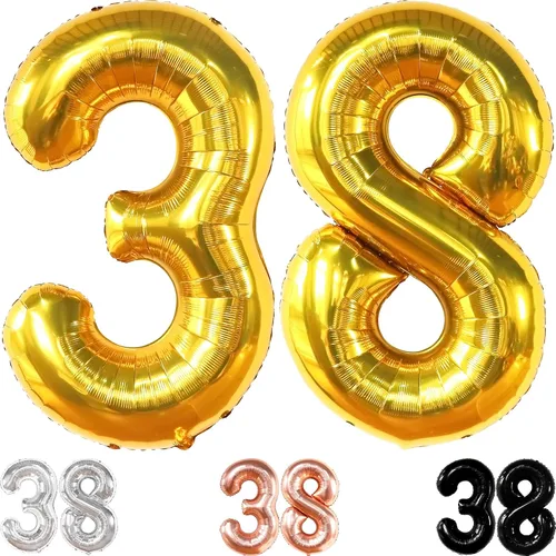 KatchOn Globos dorados del número 38 de 40 pulgadas, decoraciones de