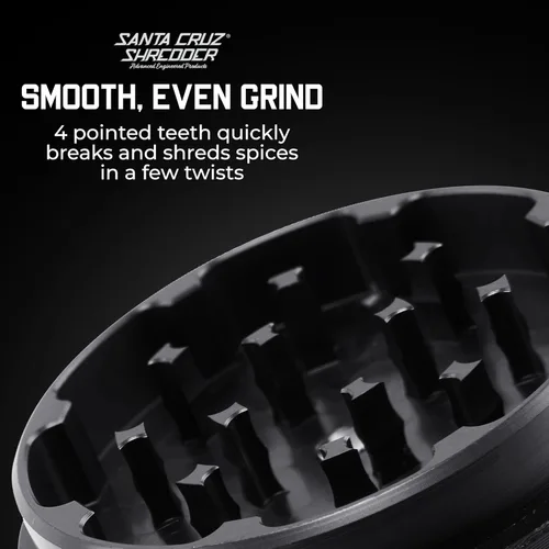 Vista 3 de Santa Cruz Shredder Molinillo de hierbas de 3 piezas mediano 2 1/8" agarre superior y aluminio (negro)