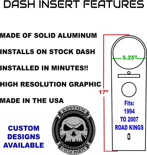 Vista 3 de Kustom Cycle Parts Inserto de consola de panel de tablero de metal sexy rubia tatuada. Compatible con Harley Davidson Road Kings de 1994 a 2007