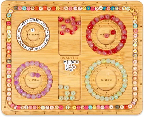 Svartur Tablero pequeño de madera de bambú para hacer pulseras de 6, 7, 7, 5, 8 pulgadas, medidas imperiales marcadas para hacer joyas, tobilleras y