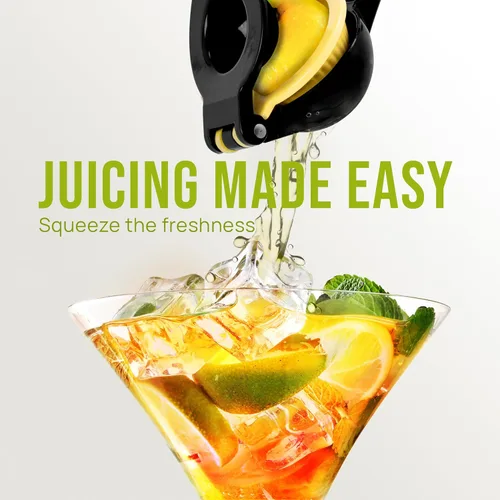 Vista 3 de Zulay Kitchen Exprimidor de limón 2 en 1 de metal, exprimidor de mano de extracción máxima resistente, exprimidor de limón que recibe hasta