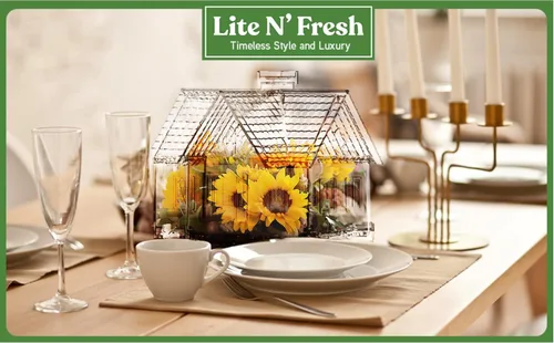 Vista 8 de Lite N' Fresh Juego de cajas de contenedores, decoración del hogar en forma de casa con luz solar, centro de mesa para comedor y cocina, elegante