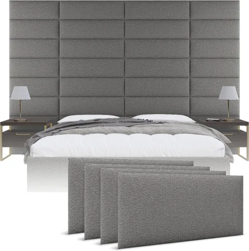 Vista 37 de Cabeceras tapizadas Vänt - Paneles de pared para montar en la pared tamaño Queen/Full - Champán neutro metálico - Juego de 4 paneles