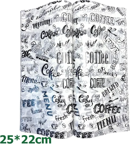 Vista 2 de 150 hojas de cera con estampado de café, envoltura a prueba de grasa, papeles pergaminos, forro para freidora de aire, forros para cestas